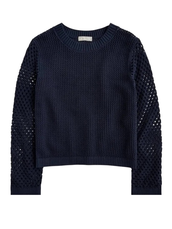 J. Crew Sweaters - NWT J Crew Crochet Open Knit Crewneck Beach Sweater Navy Blue BQ212 • Size S